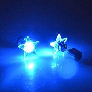 Blue Stars LED Light Up Flashing Post Stud Earrings NEW